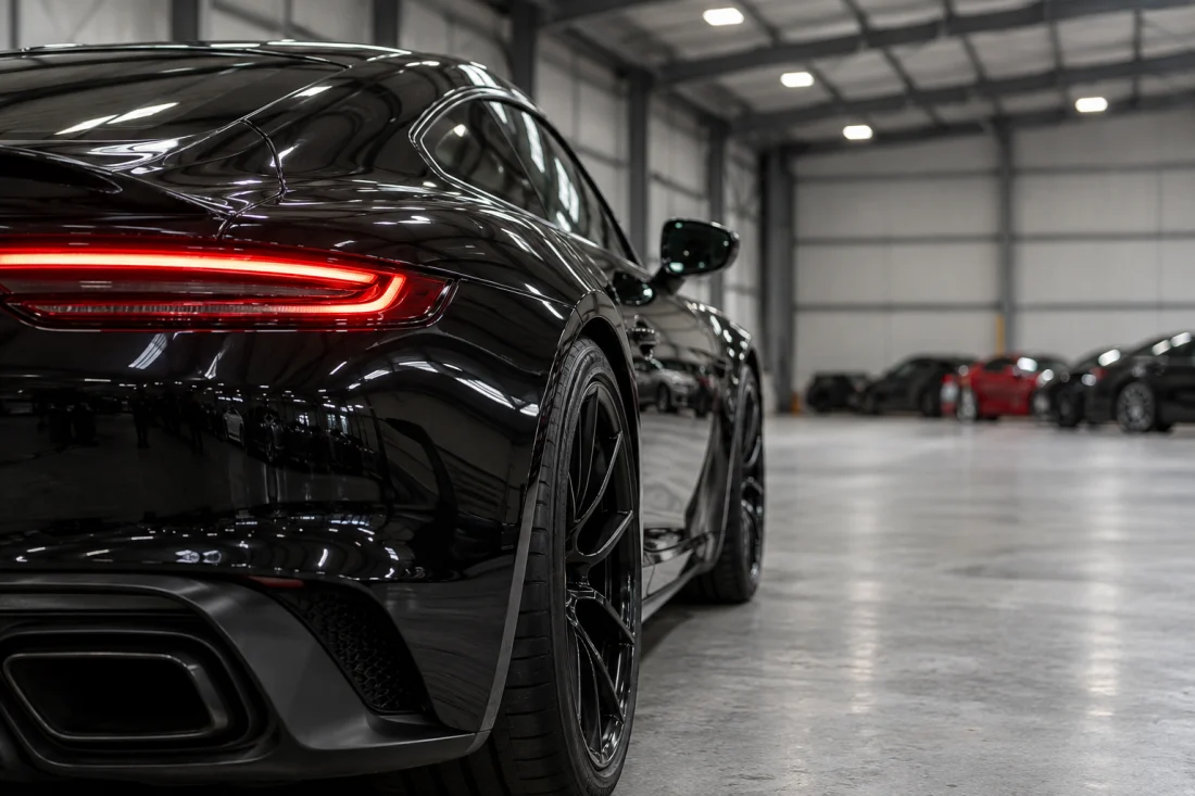 Car Detail Rear detail of a dark sports car