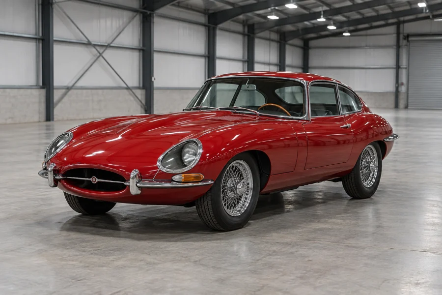 Car Storage Red classic sports car indoors